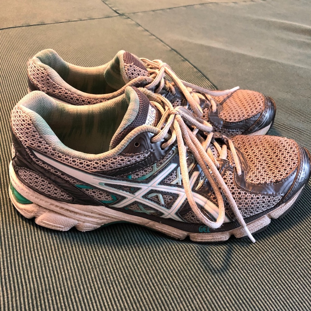 Gray and Green Asics Size 8.5